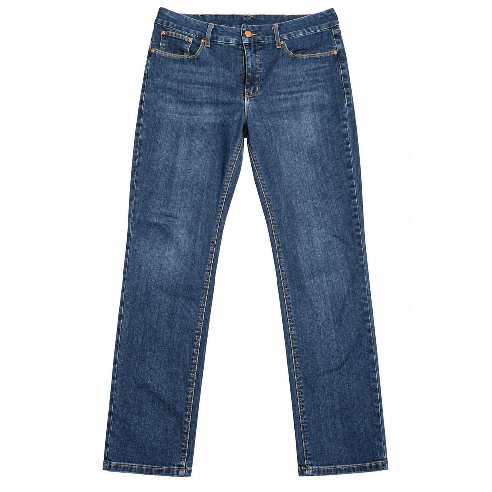 Seven7 Women's Divine High Rise Straight Leg Jeans Blue Size 14